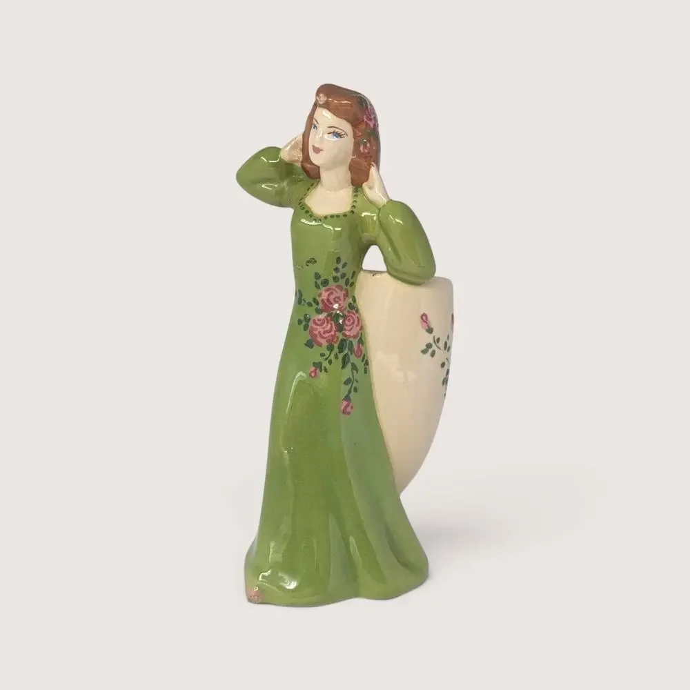Vintage Ceramic Figural Lady Vase Planter
